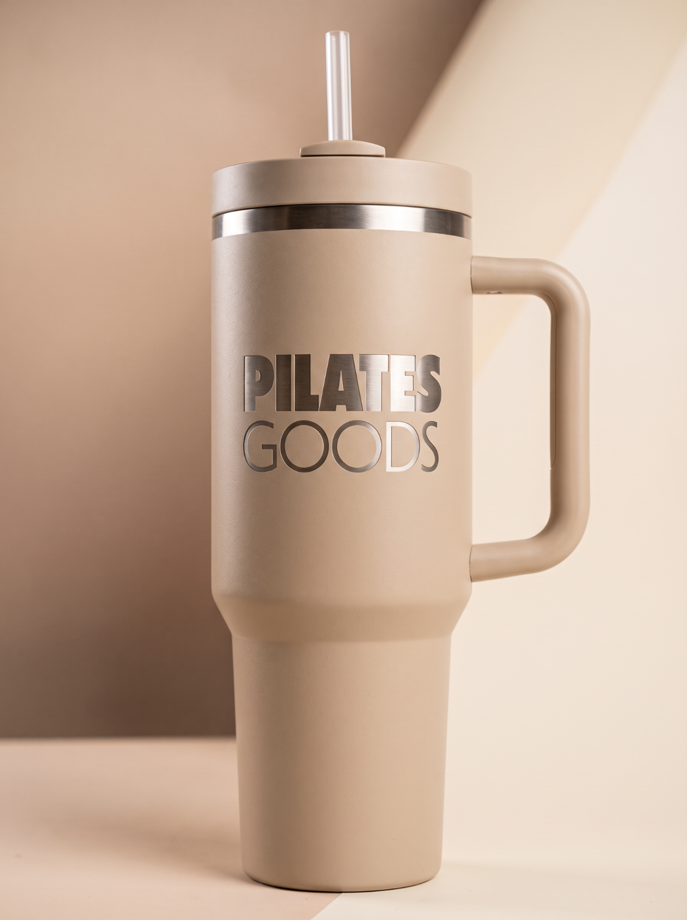 Custom branded Pilates studio mega cup 1.2L 40oz with Pilates Goods logo, available in custom colors