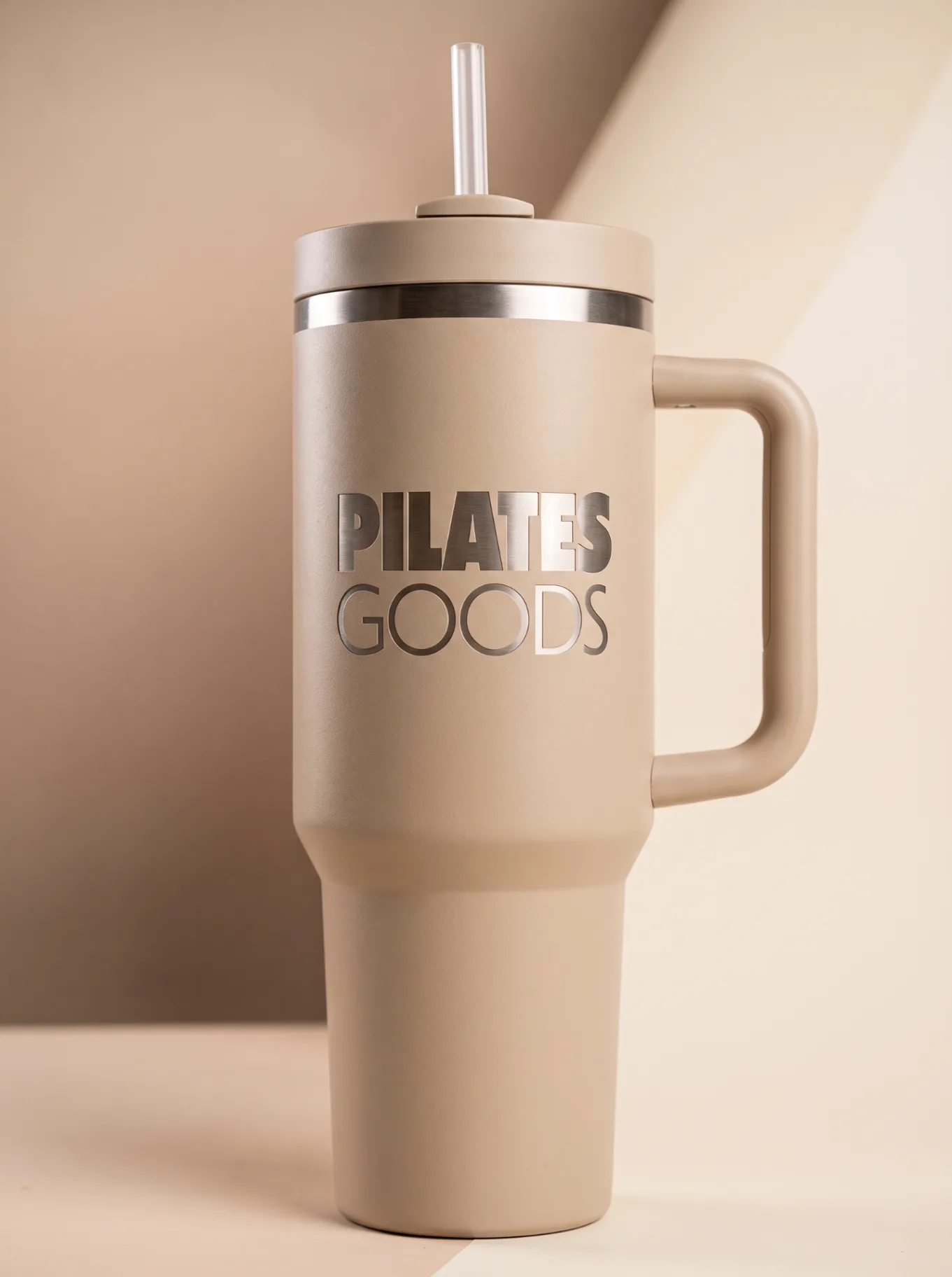 Custom branded Pilates studio mega cup 1.2L 40oz with Pilates Goods logo, available in custom colors