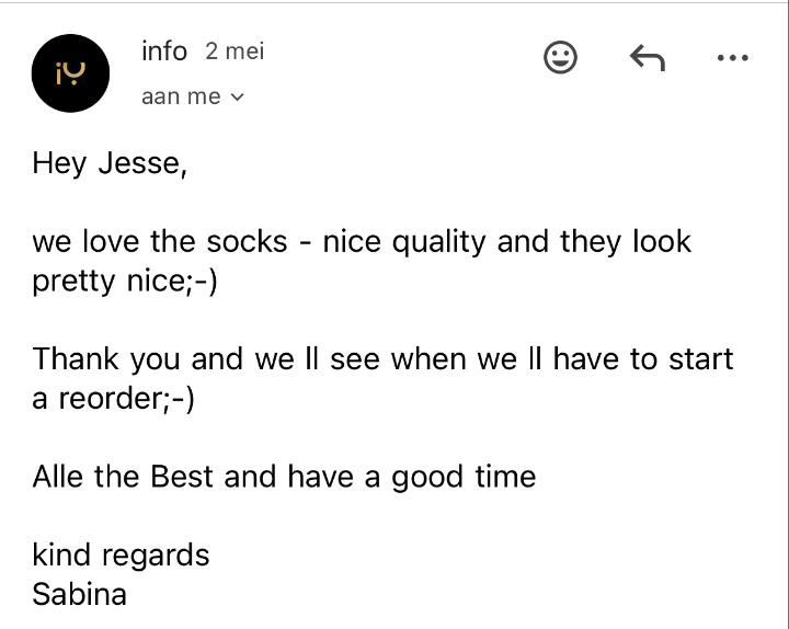 Customer email - Sabina