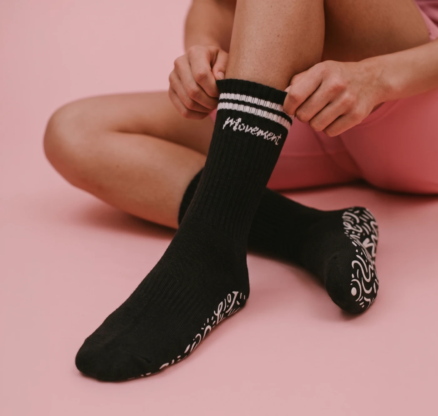 Custom high-rise Pilates grip socks with full ankle support and anti-slip